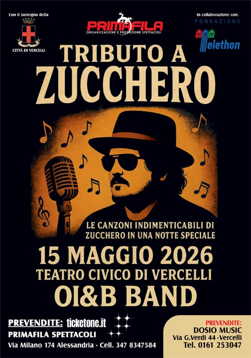 Tributo a Zucchero Primafila Alessandria 15 Maggio 2026